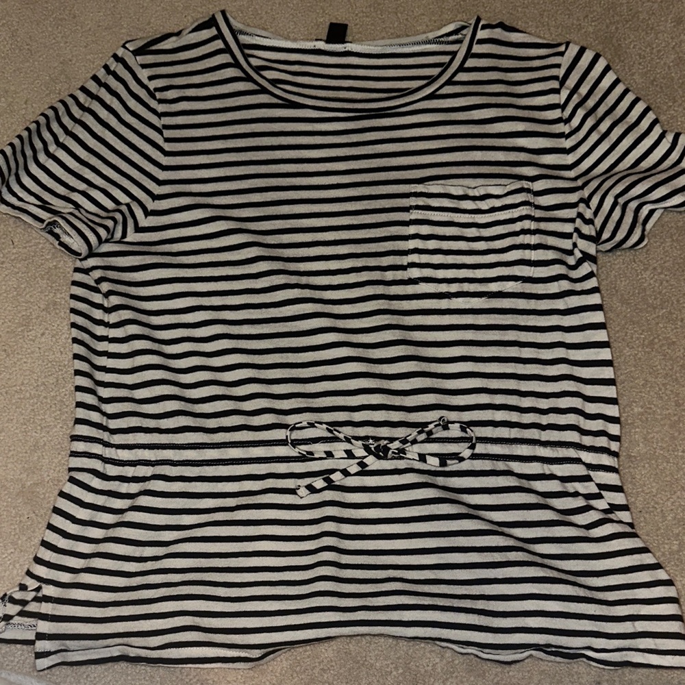 J. Crew Black and White Striped Short Sleeve Tee